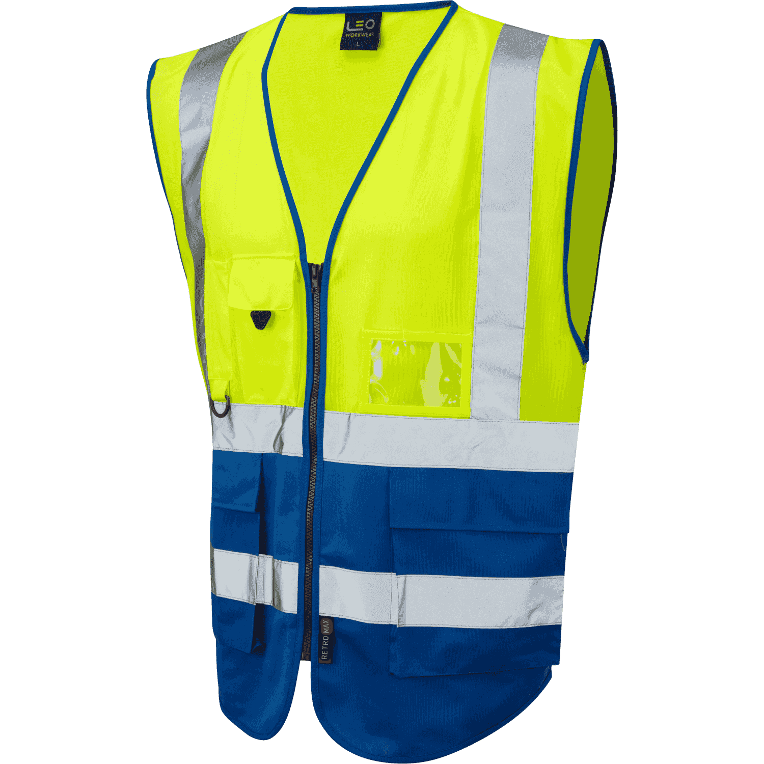 Lynton Superior Hi-Vis Vest Class 1 Leo Workwear Yellow|Royal Blue
